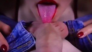 SENSUAL SLOW CLOSE UP TONGUE BLOWJOB