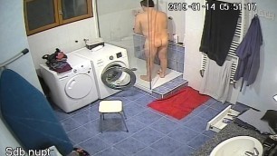 Husband taking a shower