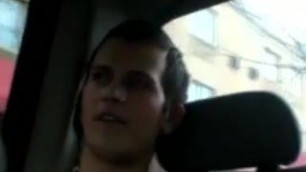 Solo car jerking off amateur tattooed twink in the back