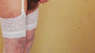Just white stockings and cum