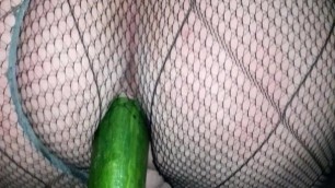 Fuck me with Cucumber in dress