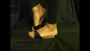 Crossdresser show feet soles nylon Birckenstock
