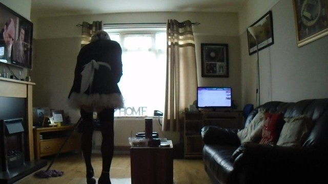 im my maids uniform cleaning my flat