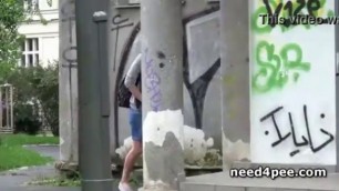 Amateur girls filmed pissing on the streets