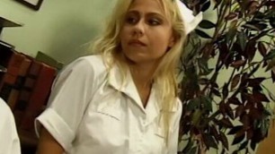 Experienced blonde nurse with big boobs  exactly knows how she can help  surgeon before  difficult and prolonged operati