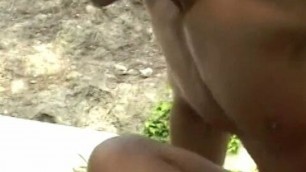 Big load in the mouth after sex for this gorgeous young asian sub girl outdoors