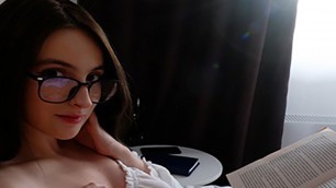 Hot Stepsister reading a book and playing with my dick - Anny Walker