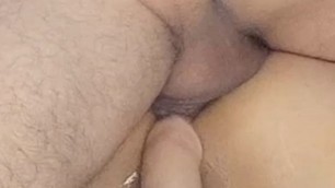 Double penetration with dildo and cook and cum in the ass